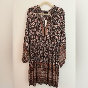 anthropologie brown floral dress Frock by Tracy Reese Size 0 Brown Silk Floral Dress